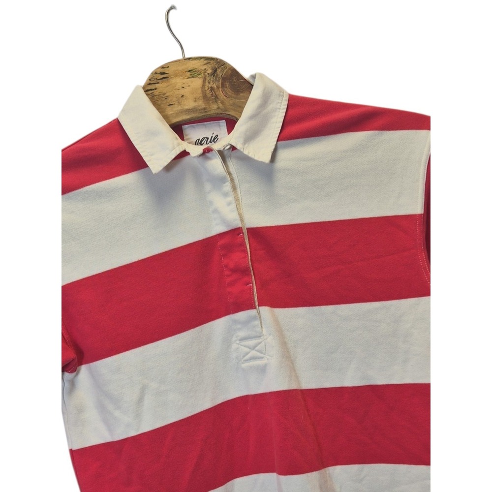 Aerie White & Red Striped Long Sleeve Crop Top Women's Size Extra Small